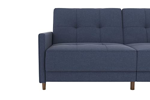 DHP Andora 76 Inch Futon Sofa Bed, Modern Upholstered Couch Sleeper with Button Tufted Back and Seat, Navy