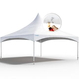 Quictent 20x20 Heavy Duty High Peak Frame Party Tent Fire Retardant 7.2' Side Height Outdoor Canopy White Vinyl, 60 Person Capacity Tent for Parties, Weddings, Events, Commercial and Residential Use Quictent