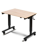 Stand Up Desk Store Crank Adjustable Height Rolling Standing Desk (Black Frame/Natural Walnut Top, 48" Wide) S Stand Up Desk Store