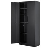 VEVOR Metal Storage Cabinet, Steel Locking Storage Cabinet with 2 Magnetic Doors and 4 Adjustable Shelves, 71'' Metal Cabinet 200 lbs Capacity per Shelf with 3 Keys, for Office, Home, Garage, Black VEVOR