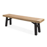 Christopher Knight Home Bettina Outdoor Acacia Wood Dining Bench with Brushed Mahogany Legs, Brushed Grey / Brushed Mahogany Christopher Knight Home