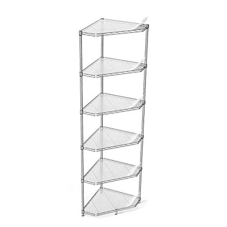 6 Tier NSF Metal Shelf Pentagonal Corner Wire Shelving Unit, 600lbs Capacity Heavy Duty Adjustable Storage Rack with Shelf Liners for Kitchen Garage Office Etc Room Corner, 72"H x 20"L x 20"D - Chrome pouseayar