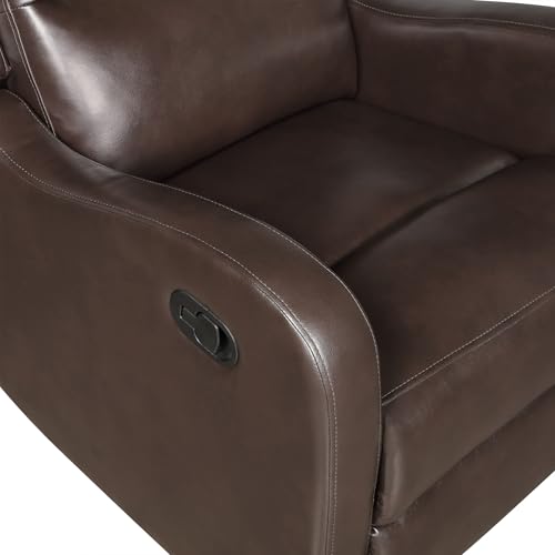 Lexicon Manual Recliner Chair, Reclining Sofa Chair, Home Theater Seating, Wall Hugger, Manual Recliner for Living Room/Office/Apartment, Easy Assembly, Brown Faux Leather Lexicon