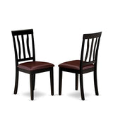 East West Furniture PLAN7-BCH-LC 7 Piece Dining Table Set Consist of an Oval Dining Room Table with Butterfly Leaf and 6 Faux Leather Upholstered Chairs, 42x78 Inch, Black & Cherry East West Furniture