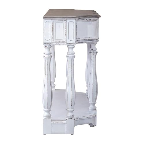 Liberty Furniture Magnolia Manor 56 Inch Hall Console Table European Traditional Home Accent Storage - Antique White & Weathered Bark LIBERTY FURNITURE INDUSTRIES, INC.