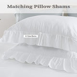 White Ruffled Duvet Cover Twin, 2PCS Soft Washed Microfiber Vintage French Country Duvet Cover Set for Kids Girls, White, 68x90 in CAROMIO