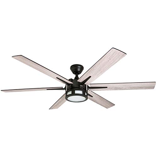 Honeywell Ceiling Fans Kaliza Modern 56 Inch Ceiling Fan with Light, Remote Control Fan, LED Indoor Fan with 6 Blades, Gray Oak and Light Oak Blade Finish Options, Bronze (51036-01) Honeywell Ceiling Fans