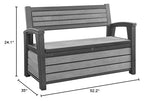 Keter Hudson 60 Gallon Capacity Plastic Resin Weather Resistant Outdoor Home Backyard Storage Bench/Deck Box Chest Patio Furniture, Gray Keter