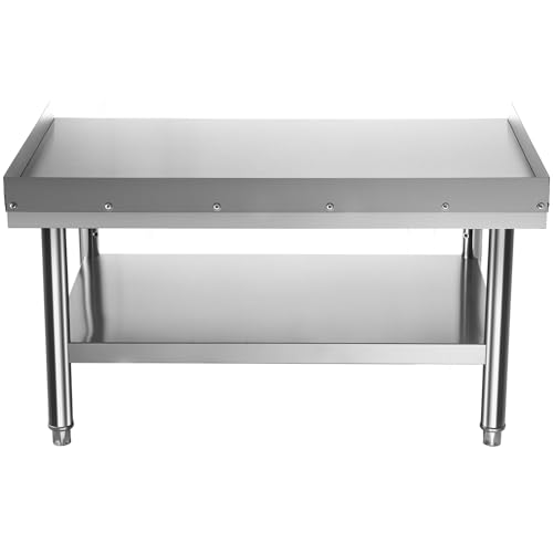 VEVOR Stainless Steel Equipment Grill Stand, 60 x 30 x 24 Inches Stainless Table, Grill Stand Table with Adjustable Storage Undershelf, Equipment