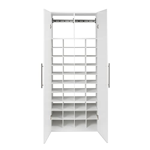 Prepac HangUps 30" Shoe Storage Cabinet, Cabinet Wall Mount, Wall Cabinet Storage for Shoes with 40 Cubbies, Ideal for Utility Room, Garage and Bedroom, 30" W x 72" H x 16" D, White Prepac