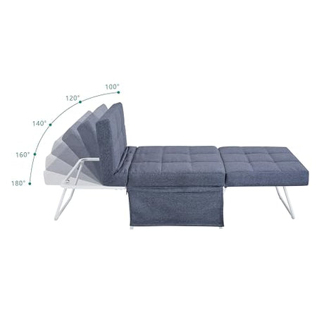 Cozy Gray Folding Ottoman Bed with Adjustable Backrest - Chic Futon Couch That Converts to Sofa Bed for Apartments and Compact Living Areas! QUAOPEFURN