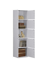 HODEDAH IMPORT Bookcase, White, 5 Door Hodedah