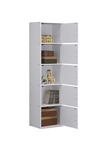 HODEDAH IMPORT Bookcase, White, 5 Door