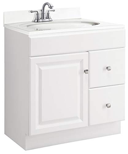 Design House Wyndham 30 Inch Bathroom Vanity, Ready to Assemble, Solid Wood, White, 597203 Design House