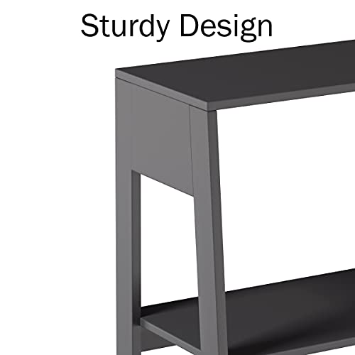 Alaterre Furniture 5-Tier Ladder Bookshelf - Leaning Decorative Shelves for Display - Wood Shelf for Living Room, Bathroom, and Kitchen Storage (Gray) Alaterre Furniture