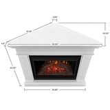 BOWERY HILL Traditional Corner Electric Fireplace Mantel Heater with Remote Control, Adjustable Led Flame 1500W in White BOWERY HILL