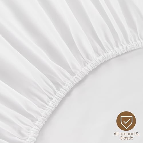 ROSE&RISY White Full Fitted Sheet,Soft and Breathable for Sleeping,Cooling Fitted Sheets,16“ Deep Pocket, 1pack (White, Full) ROSE&RISY
