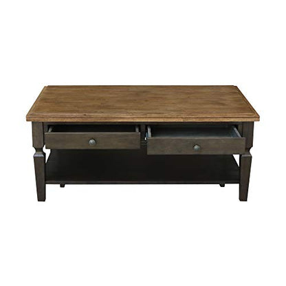 IC International Concepts Vista Coffee Table, 20", Hickory/Washed Coal - WoodArtSupply