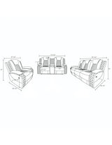 Power Reclining Sectional Sofa for Living Room, 3 Pieces Leather Recliner Sofa Set with USB Ports, LED Light, Wireless Charger & Storage Console, Living Room Furniture Sets with Home Theater Seating