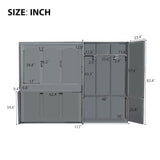 Merax Queen Size Murphy Bed Wall Bed with Closet and Wardrobe Storage for Bedroom,Gray Merax