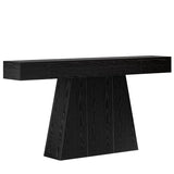 Tribesigns 63" Black Console Table, Farmhouse Entryway Table with Trapezoidal Base, Narrow Long Wood Sofa Table Behind Couch Table for Entrance, Hallway, Living Room, Black Tribesigns