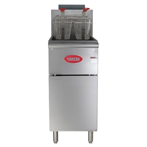 Kratos Commercial Deep Fryer - Three Heating Tubes, Floor Standing, Gas Powered, 40 lb. Capacity, 90,000 Total BTU, 15.5W (29Y-010-NAT) Kratos
