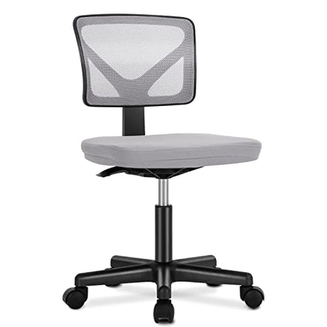 DUMOS Small Office Chairs with Wheels, Ergonomic Adjustable Home Desk Swivel Rolling Task Chair No Arms, Comfy Mesh Mid Back Computer Work Vanity Desk Chairs for Small Spaces, Dark Grey DUMOS