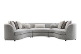 Acme Ivria Curved Sectional Sofa with 9 Pillows in Gray Acme