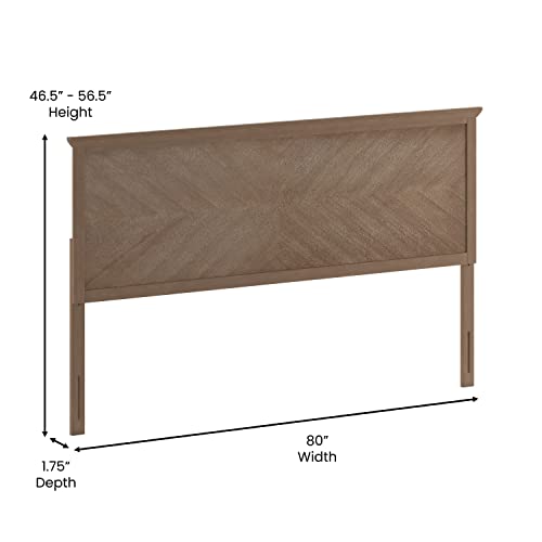 Frenti King Size Adjustable Herringbone Headboard in Light Brown by EMMA + OLIVER - WoodArtSupply