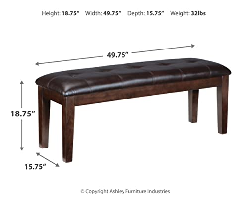 Signature Design by Ashley Haddigan Traditional Upholstered Dining Room Bench, Dark Brown - WoodArtSupply