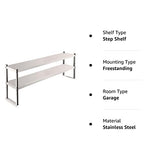 VEVOR Double Overshelf, Double Tier Stainless Steel Overshelf, 60 in. Length x 12 in. Width Double Deck Overshelf, Height Adjustable Overshelf for VEVOR