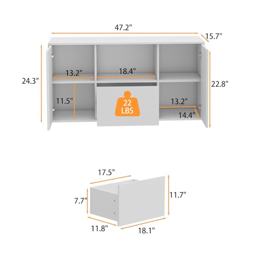 TAMUNE U-Shaped Electric Standing Desk with Drawer and Doors, Adjustable Sit Stand Desk with Open Shelves, for Home Office White 63" D x 72.4" W x 28.1"-46.6" H TAMUNE