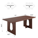 IDEALHOUSE 71" Long Dining Table for 6-10 People - Farmhouse Kitchen Table with Extra Thick Tabletop & Heavy-Duty Metal Legs, Sturdy Rectangular Table for Dining Room, Conference Room, Office, Walnut IDEALHOUSE