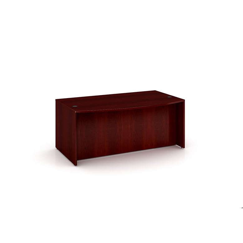 Boss Office Products Belarus Executive U-Shape Curved Bow Desk with Hutch and File Storage Pedestal, 71", Mahogany Boss Office Products
