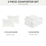 Comfort Spaces Cotton Comforter Set Jacquard Pom-Pom Tufts Design, Down Alternative, All Season Modern Bedding, Matching Shams, Full/Queen, Phillips, Ivory Comfort Spaces