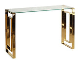 Cortesi Home Laila Console Table Stainless Steel Glass, 15.75" D x 47" W x 30.5" H, Gold,Clear Cortesi Home