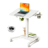 JYLH JOYSEEKER 28" Mobile Standing Desk, Height Adjustable Rolling Laptop Cart with 60° Tiltable Top & Storage Shelf, Stand up Desk on Wheels, Portable Workstation for Home Office, White JYLH JOYSEEKER