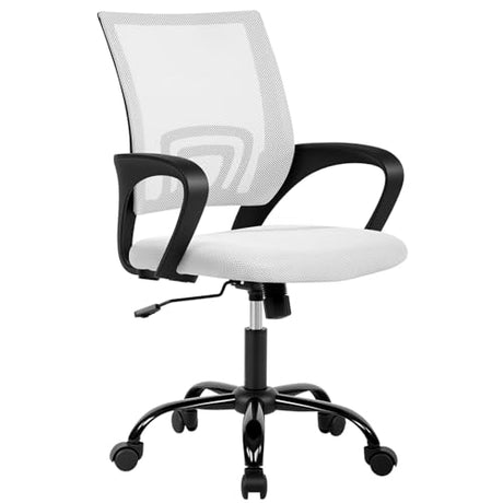 BestOffice Office Chair Ergonomic Desk Chair Mesh Computer Chair Lumbar Support Modern Executive Adjustable Stool Rolling Swivel Chair for Back Pain,White BestOffice