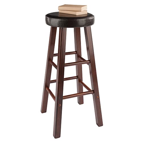 Winsome Wood Maria Cushion Seat Bar Stools, 2-Pc Set, Espresso & Walnut, 30.71" Winsome