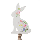 Glitzhome Easter Bunny Decor Set of 2 Wooden Bunny Signs Table Decor Farmhouse Rustic Wood Bunny Blocks Hand Painted Rabbit Statues for Spring Decorations Home Mantel Easter Collectible Ornaments Glitzhome