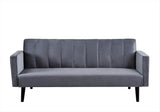Container Furniture Direct 72" Velvet Convertible Futon Sofa Bed - Full Out Twin Sleeper Couch w/Channel Stitch, Wood Frame & High-Density Foam - Space-Saving for Apartments/Dorms, Grey Container Furniture Direct