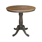 IC International Concepts 36" Round Top Pedestal 12" Leaf-35.3" H-Counter Height Dining Table, Hickory/Washed Coal IC International Concepts