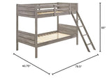 Ryder Twin Over Twin Solid Wood Bunk Bed in Weathered Taupe with Guardrail & Ladder by Coaster Home Furnishings Coaster Home Furnishings