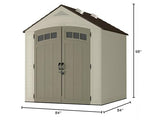 Suncast Vista 7x7 Storage Shed with Multi-Wall Resin Panels, 4 Skylights, IllumiVent System, and Pad-Lockable Doors, 84" D x 84" W x 98" H Suncast