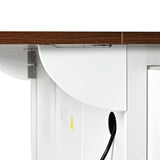 YOPTO Farmhouse Kitchen Island with Power Outlet,Kitchen Storage Island W/Internal Storage Rack,Drop Leaf,Spice Rack,Rolling Kitchen Cart on Wheels for Home,Kitchen and Dining Room,White,54.5" YOPTO