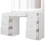 IRONCK Vanity Desk with LED Lighted Mirror & Power Outlet, 7 Drawers Makeup Vanities Table with Stool, for Bedroom, White IRONCK