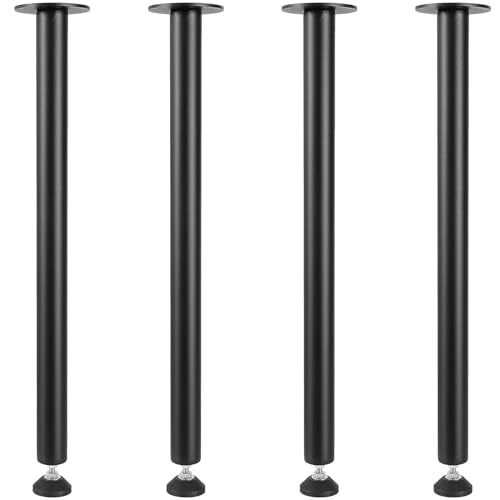 VEVOR 30 Inch Adjustable Desk Legs, Reinforced Steel Office Table Furniture Legs Set of 4 for DIY, 1200 lbs Load Capacity Heavy Duty Desk Legs, Quick Instalation Legs with Adjustable Foot Cup Black VEVOR