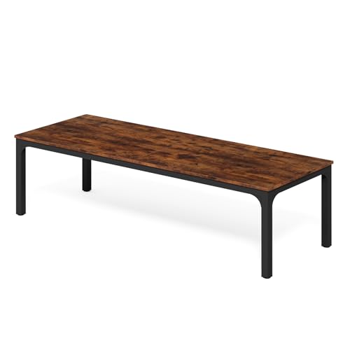 LITTLE TREE Two Person Desk, 78.7 Inches Extra Long Computer Desk, Wooden Large Office Desk with Strong Metal Legs, Double Desk for 2 People, Writing Table Study Desk for Home Office, Brown & Black LITTLE TREE