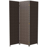 Red Lantern 6 ft. Tall Woven Fiber Outdoor All Weather Room Divider - 3 Panel - Dark Brown Red Lantern
