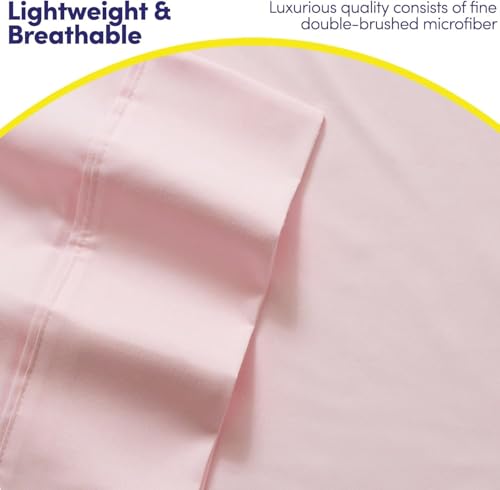 Full Size Bed Sheets - 6 Piece 1500 Supreme Collection Fine Brushed Microfiber Deep Pocket Full Sheet Set Bedding - 2 Extra Pillow Cases, Great Value, Full, Pale Pink Sweet Home Collection